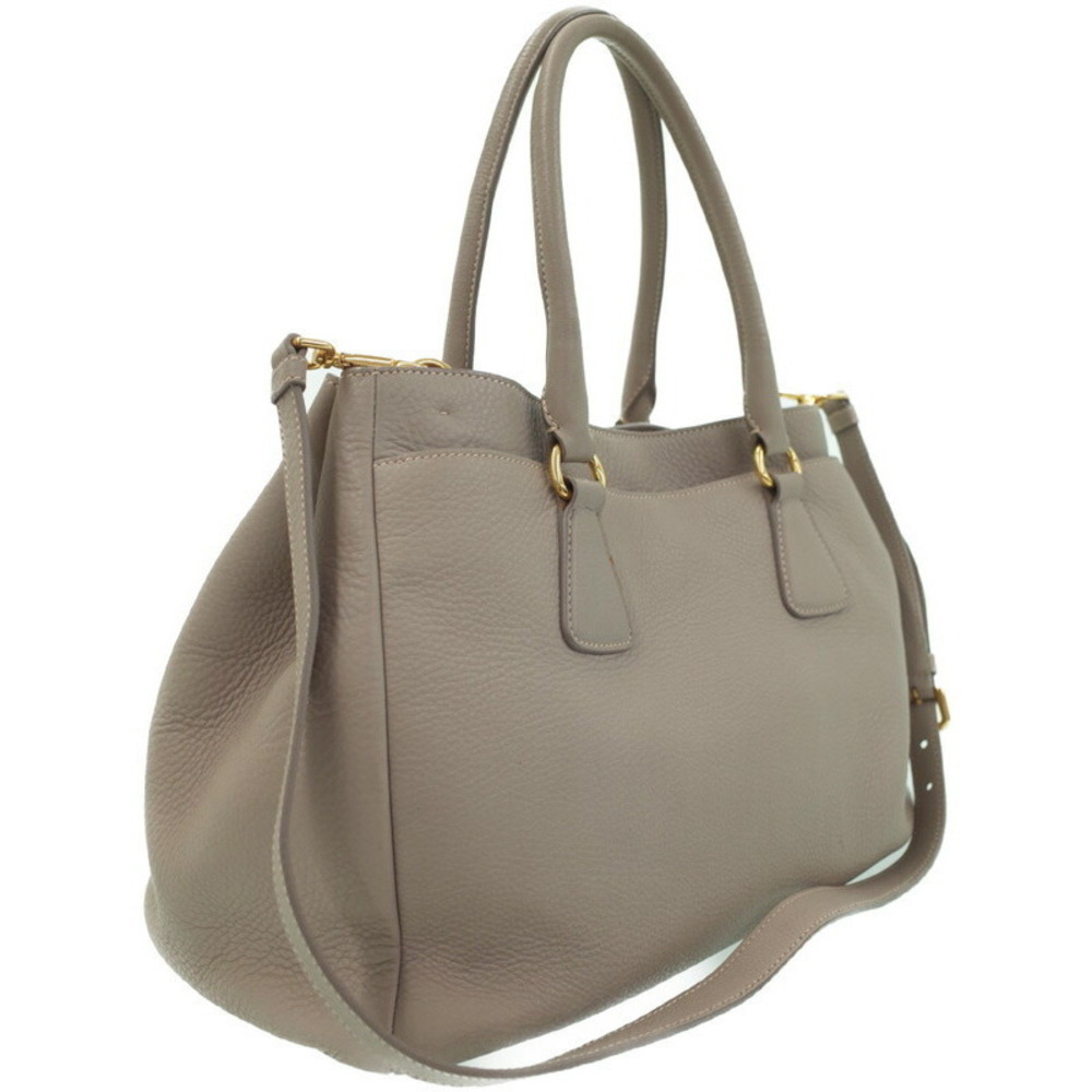 Prada Vitello Daino leather top handle bag Leather Gray - Picture 2 of 9